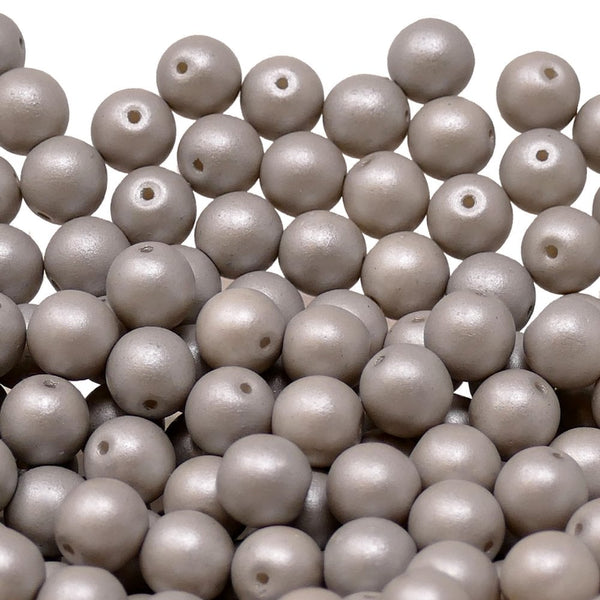 Pastel Beads Czech Round Glass 8mm, owl grey