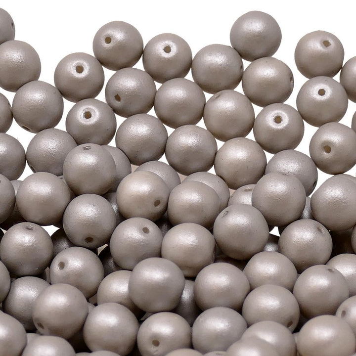 Pastel Beads Czech Round Glass 8mm, owl grey