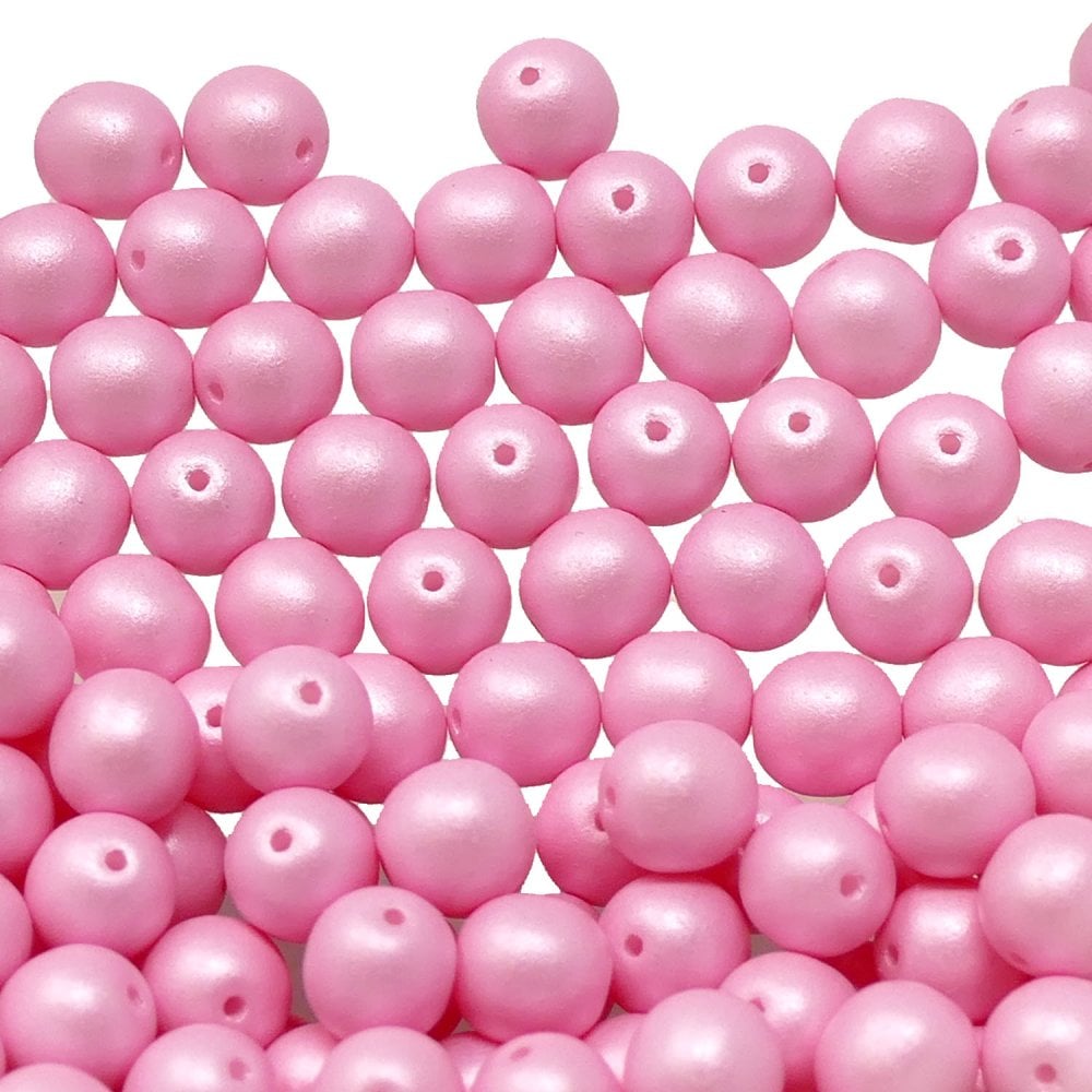 Pastel Beads Czech Round Glass 4mm, soft pink
