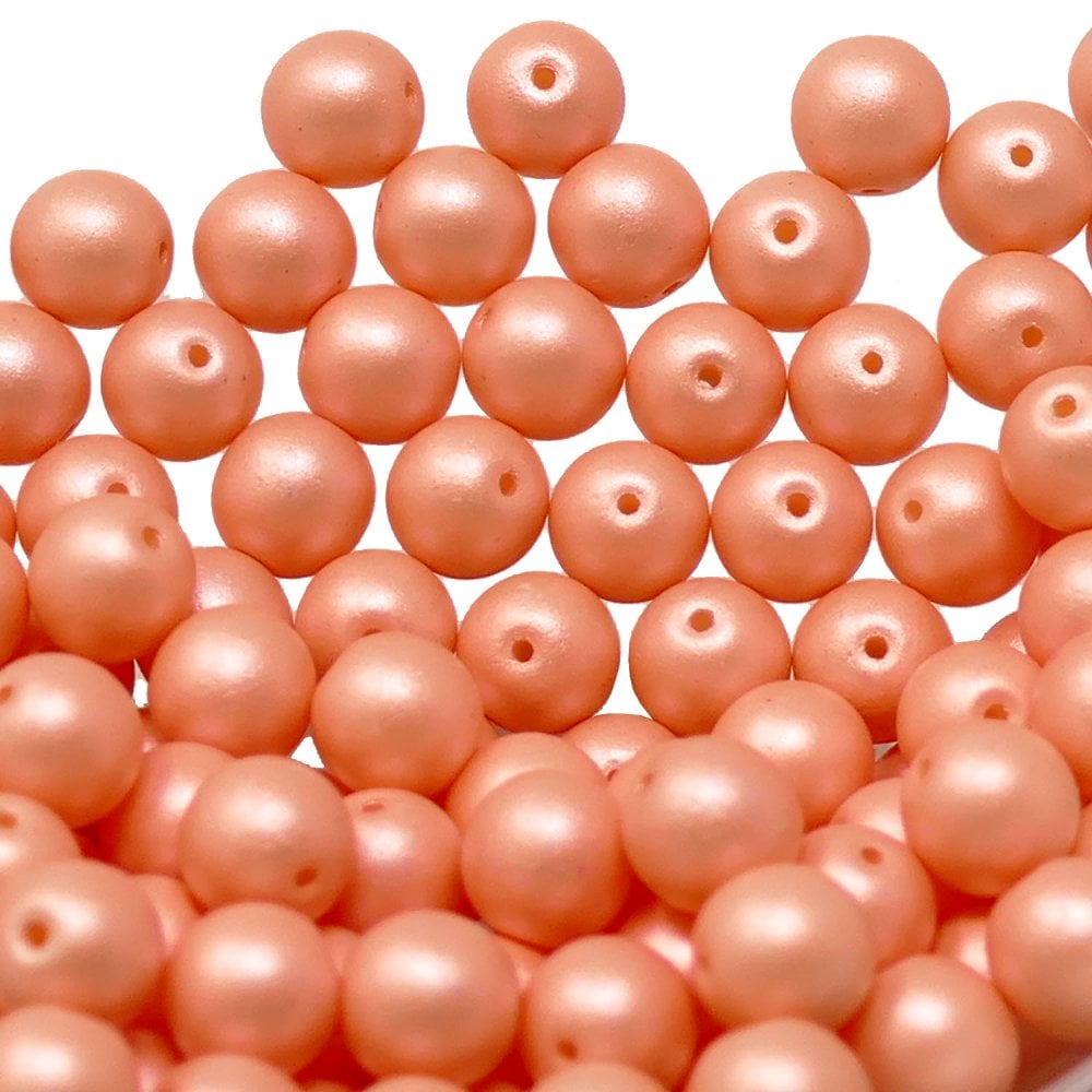 Pastel Beads Czech Round Glass 8mm, apricot rose