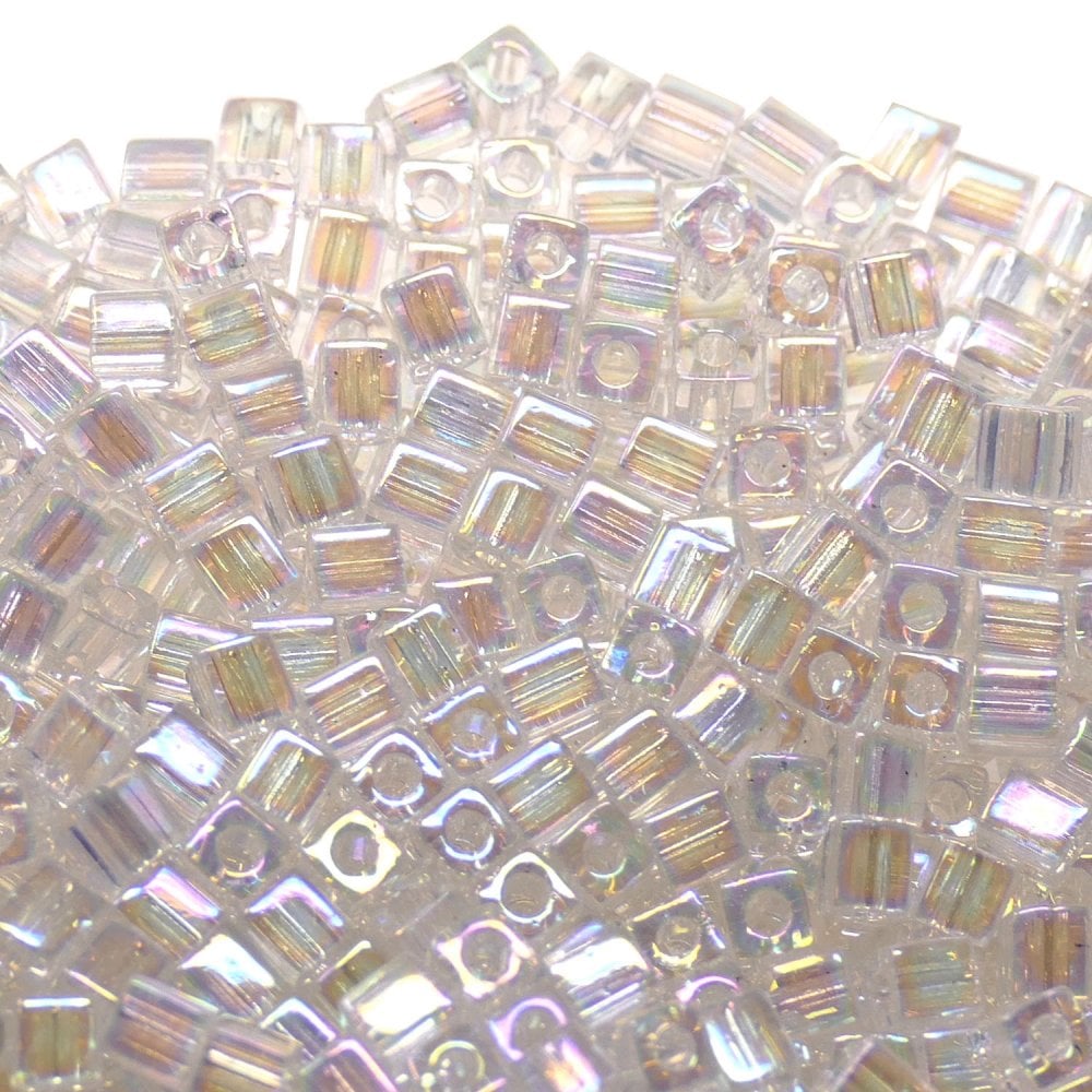 Miyuki 4mm Cube Seed Beads, crystal AB