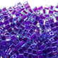 Miyuki 4mm Cube Seed Beads, colour lined blue/purple