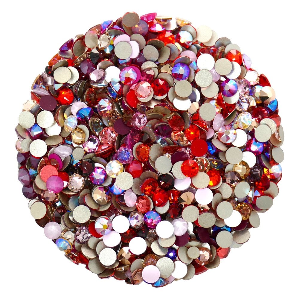 Pink/Red, SS30 (6.4mm) Swarovski flatback crystals non-hotfix 2088