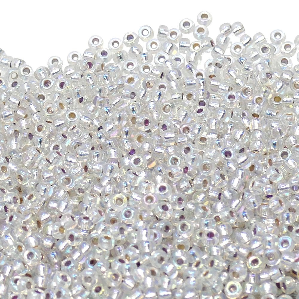 Miyuki Seed Beads 8/0, silver lined crystal AB