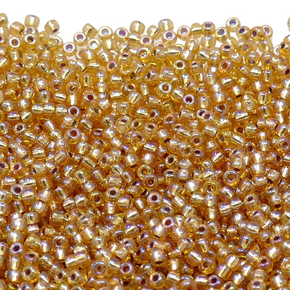 Miyuki Seed Beads 8/0, silver lined gold AB