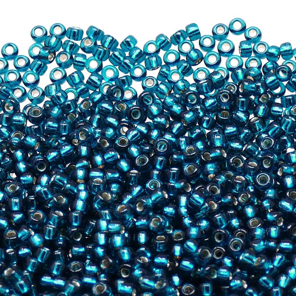 Miyuki Seed Beads 8/0, dyed silver lined blue zircon