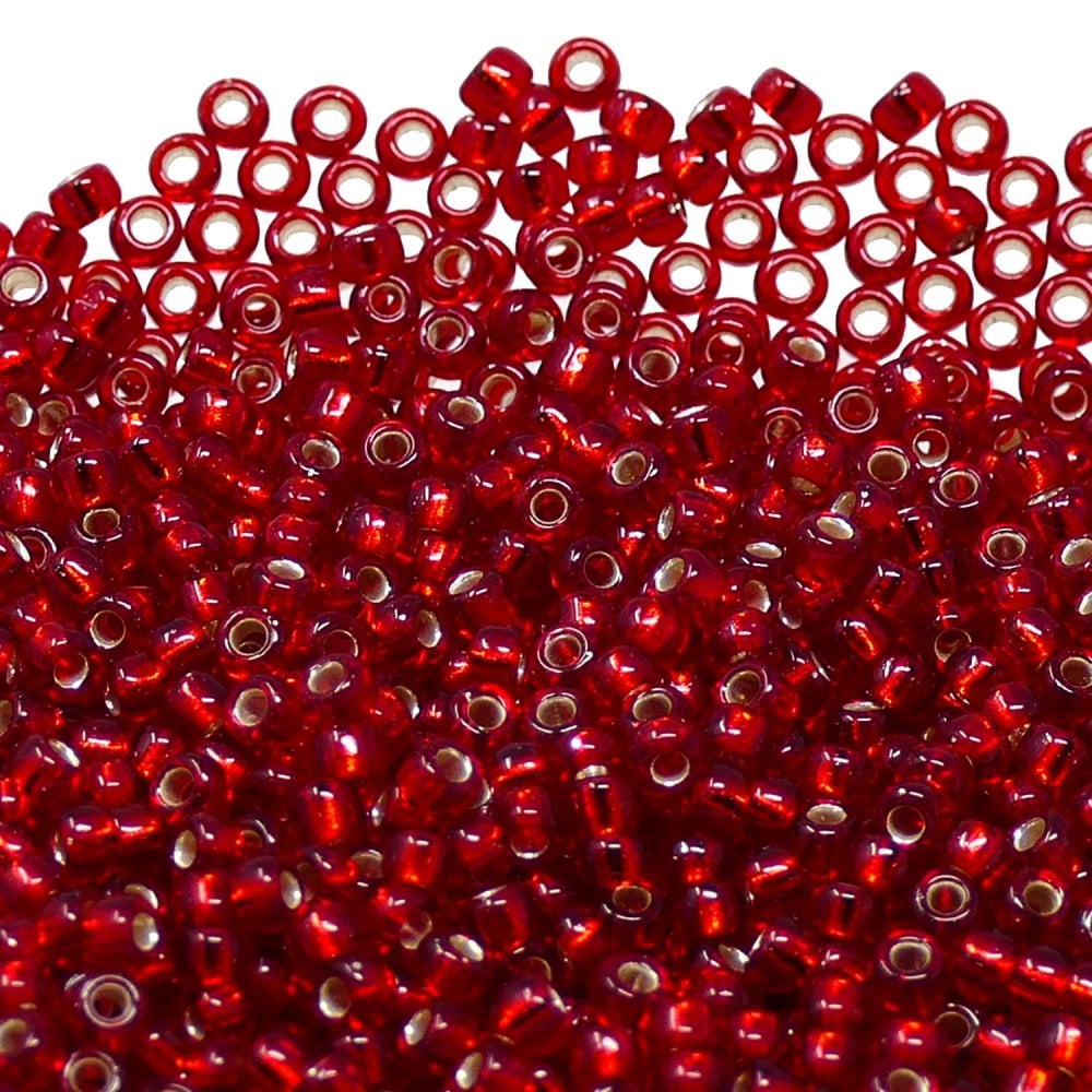 Miyuki Seed Beads 8/0, silver lined ruby