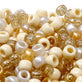 Pony Beads Plastic Barrel 6x8mm, toffee popcorn mix