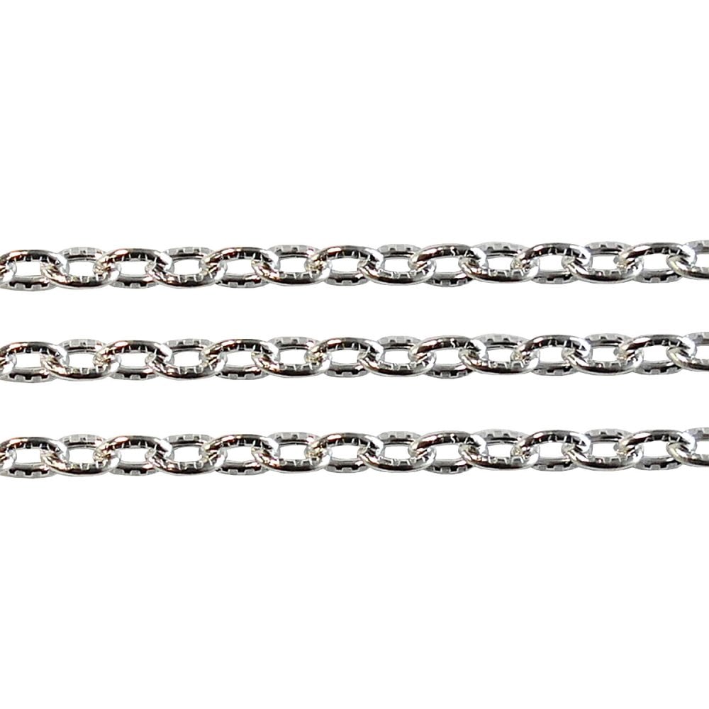 2.5x4mm Textured Link Trace Cable Chain, silver-plated