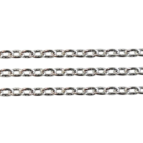 2.5x4mm Textured Link Trace Cable Chain, silver-plated