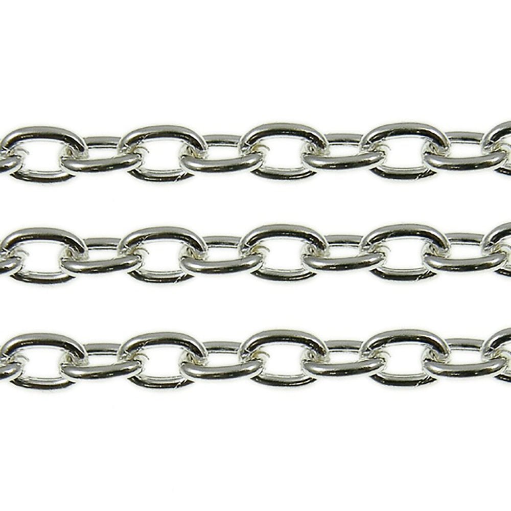 3.5x5.5mm Small Steel Trace Chain, silver-plated
