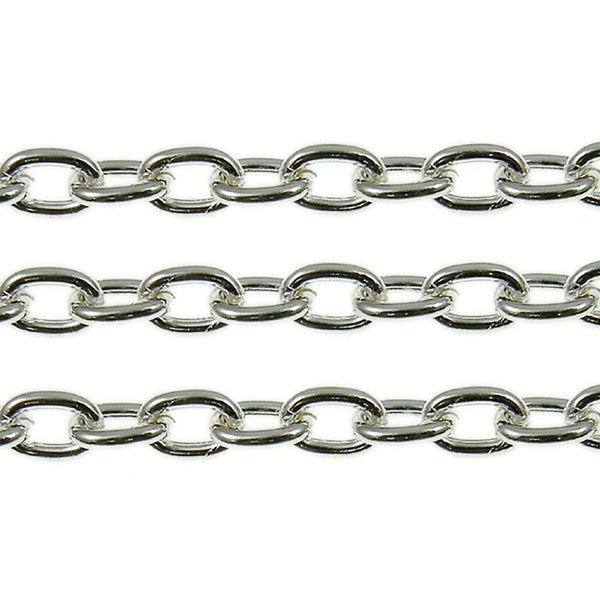 3.5x5.5mm Small Steel Trace Chain, silver-plated