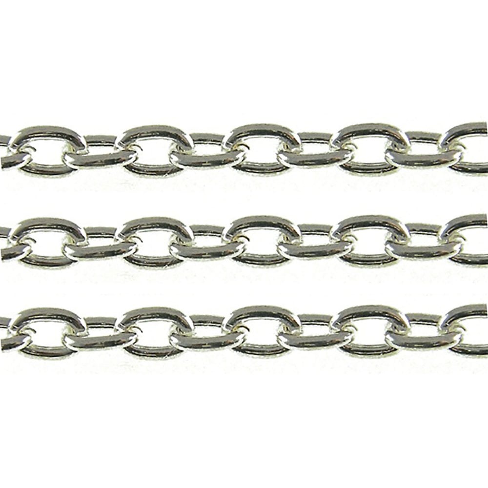 5x7mm Medium Steel Trace Chain, silver-plated