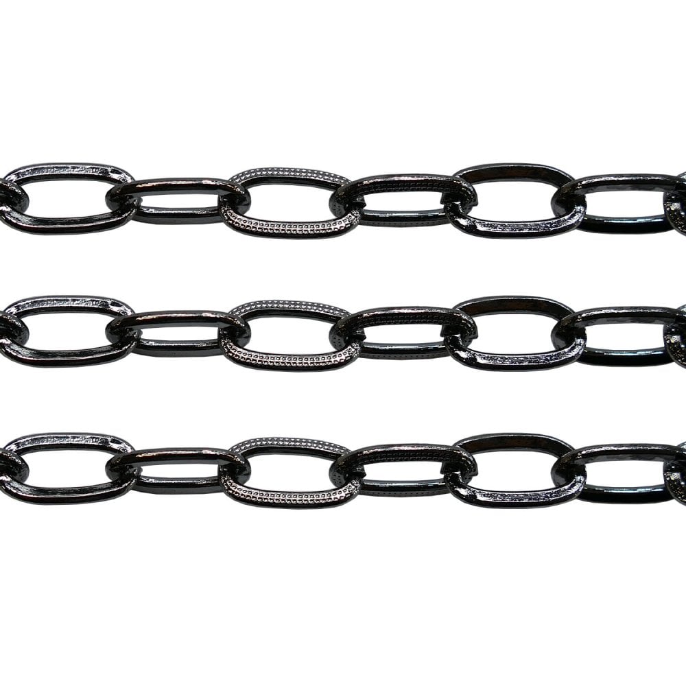 Large Oval Fancy Chain 13x7.5mm, black-plated