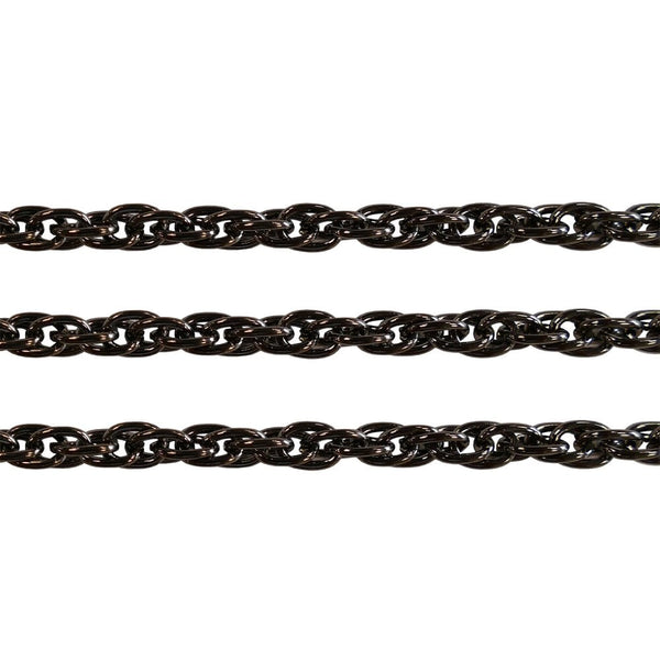 4.5x6.5mm Triple Link Rope Chain, black-plated