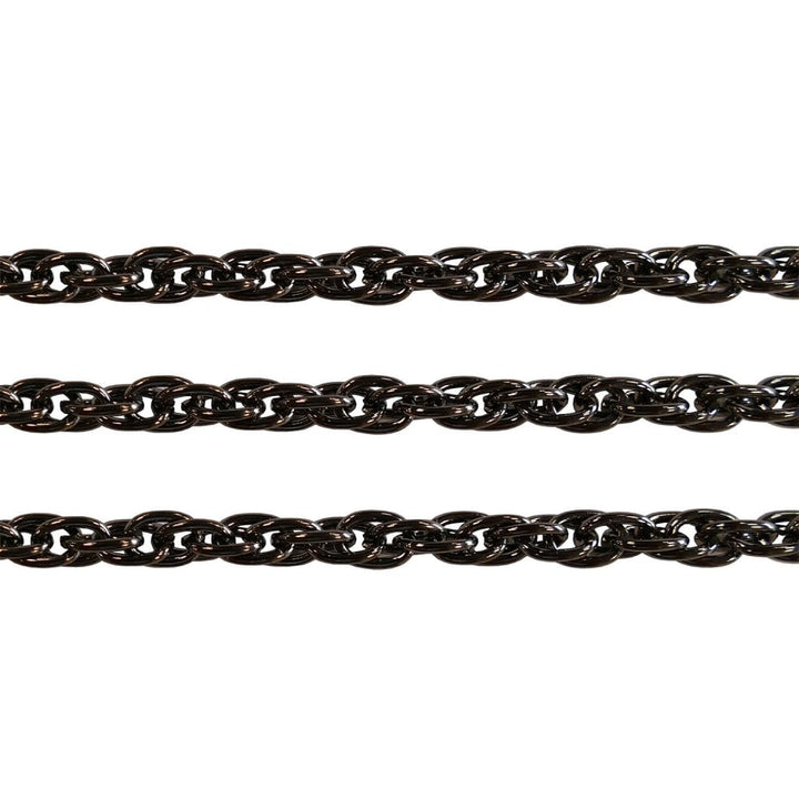 4.5x6.5mm Triple Link Rope Chain, black-plated