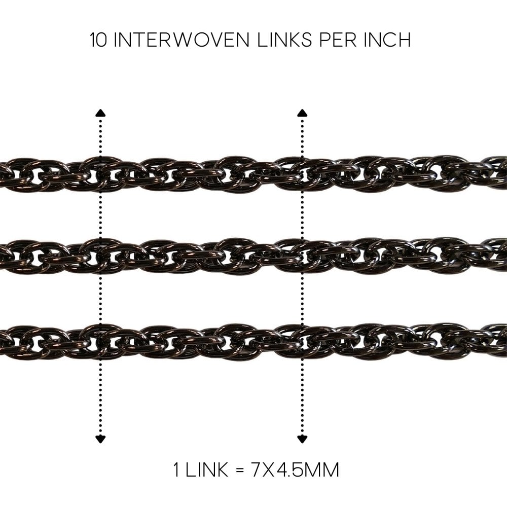 4.5x6.5mm Triple Link Rope Chain, black-plated, additional photo