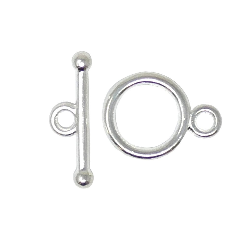 10mm Round Toggle Clasp, silver-plated