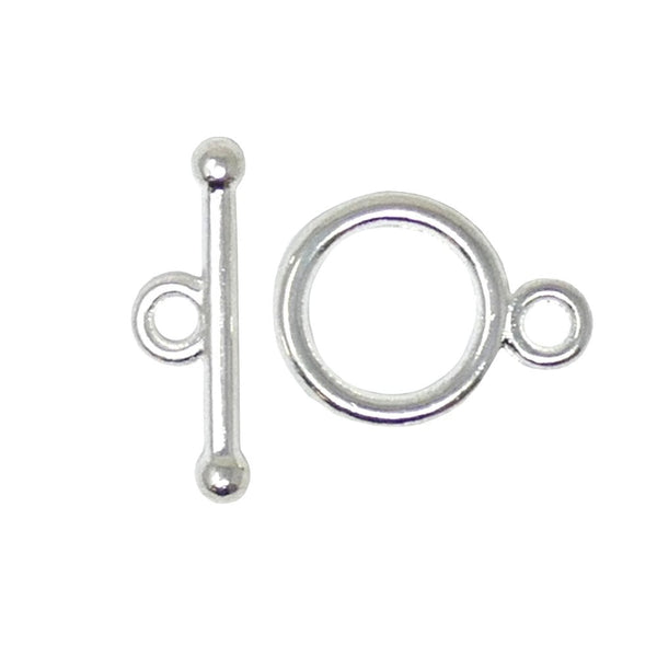 10mm Round Toggle Clasp, silver-plated