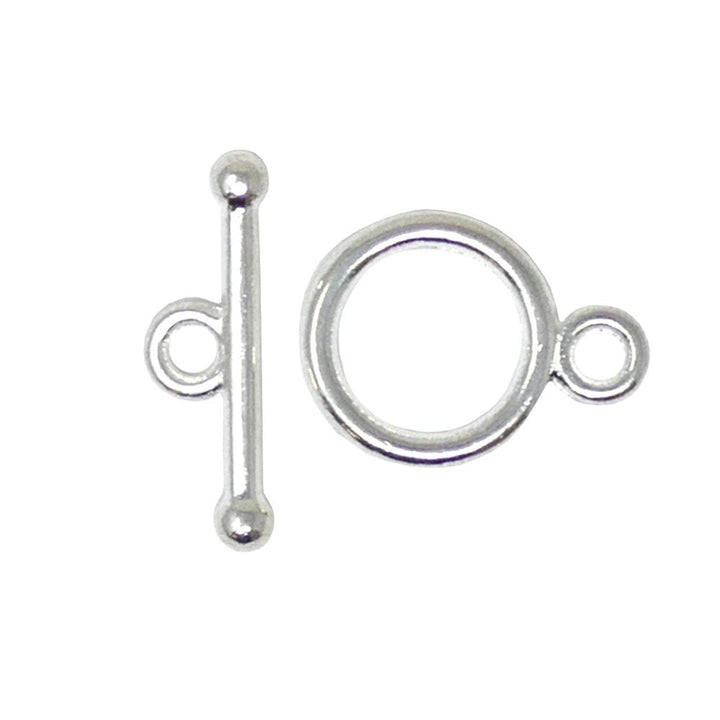 10mm Round Toggle Clasp, silver-plated