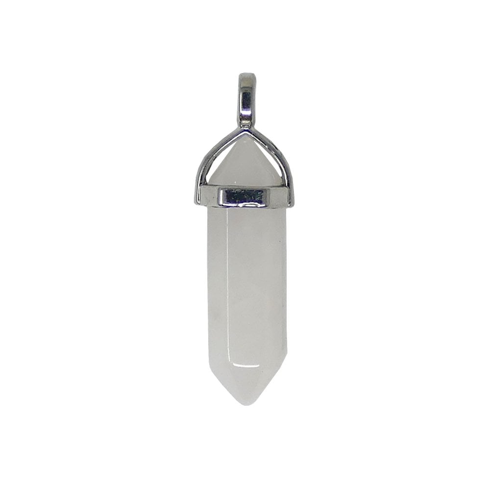 40x12mm Double Pointed Hexagon Pendant, quartz crystal