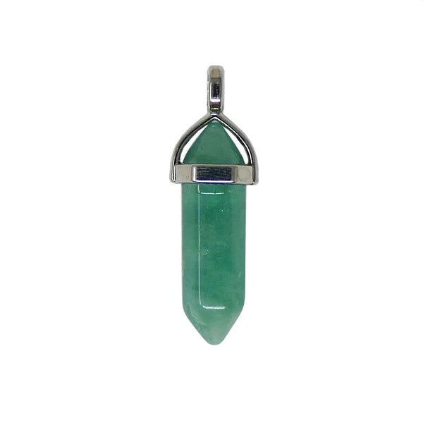 40x12mm Double Pointed Hexagon Pendant, natural fluorite