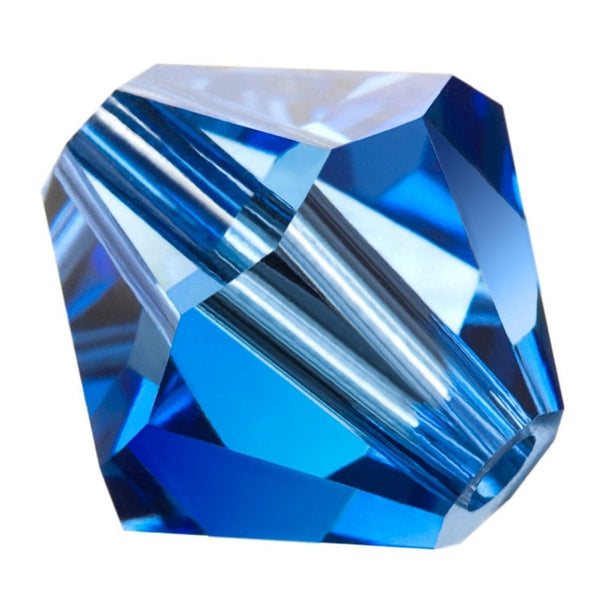 6mm Preciosa Crystal Bicones, sapphire