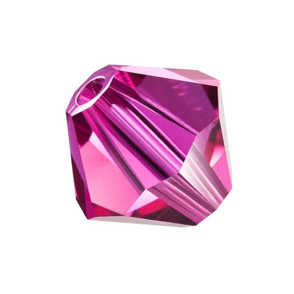4mm Preciosa Crystal Bicones, fuchsia
