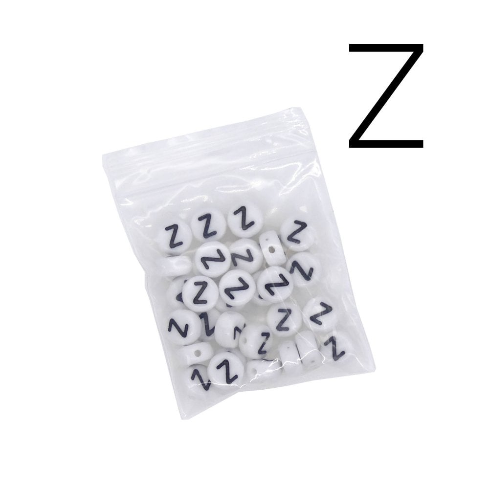 7x4mm 'Z' Letter/Alphabet Bead Individual Letter Pack, white