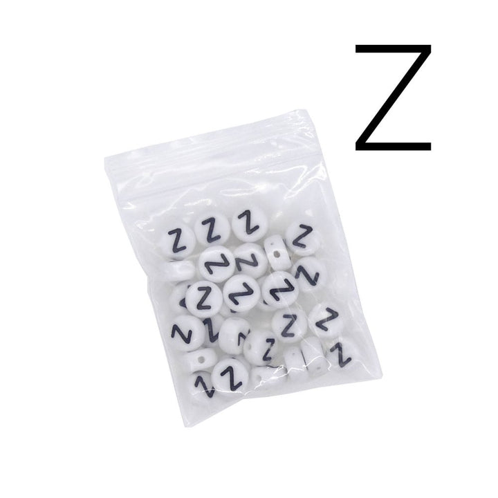 7x4mm 'Z' Letter/Alphabet Bead Individual Letter Pack, white