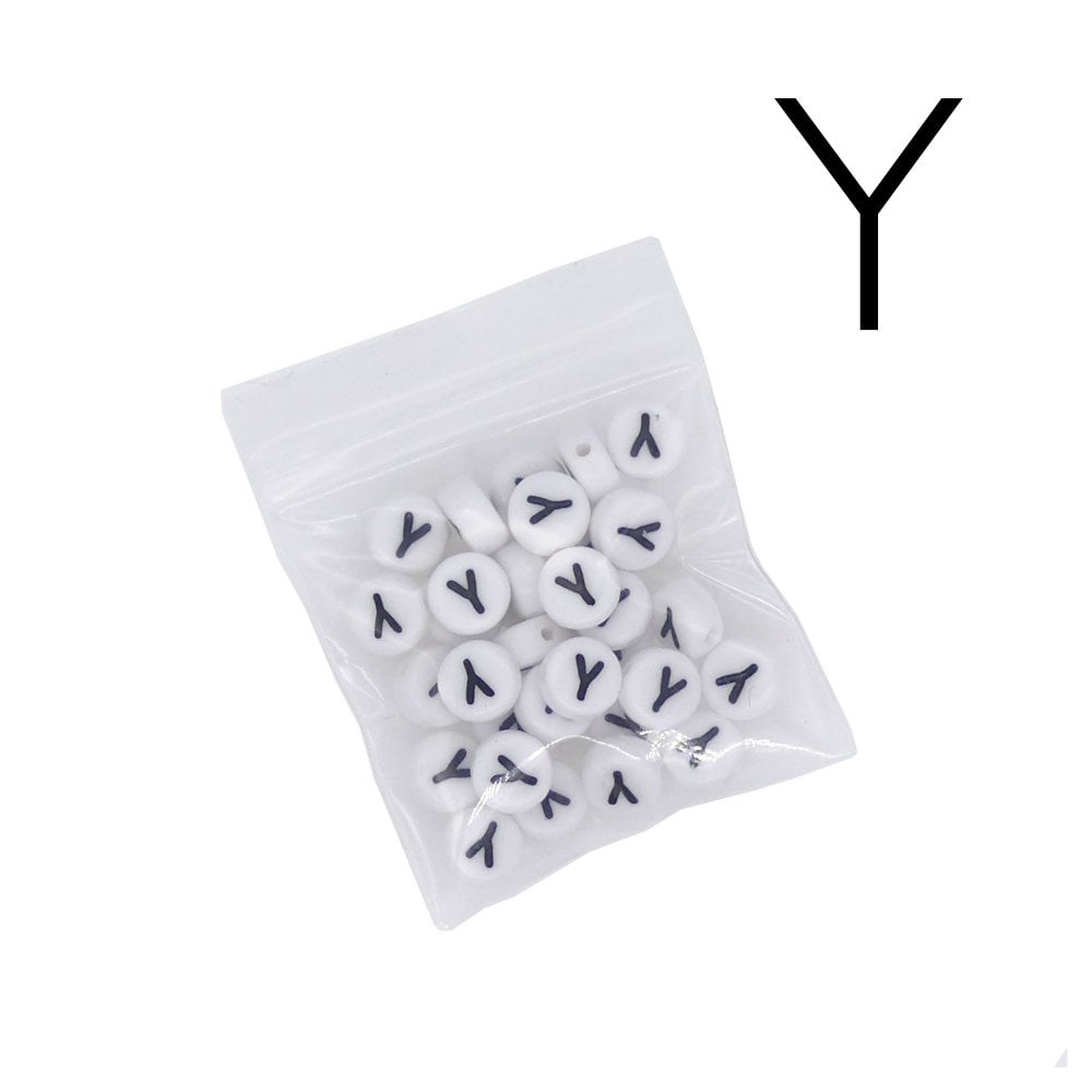 7x4mm 'Y' Letter/Alphabet Bead Individual Letter Pack, white
