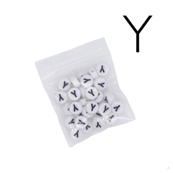7x4mm 'Y' Letter/Alphabet Bead Individual Letter Pack, white