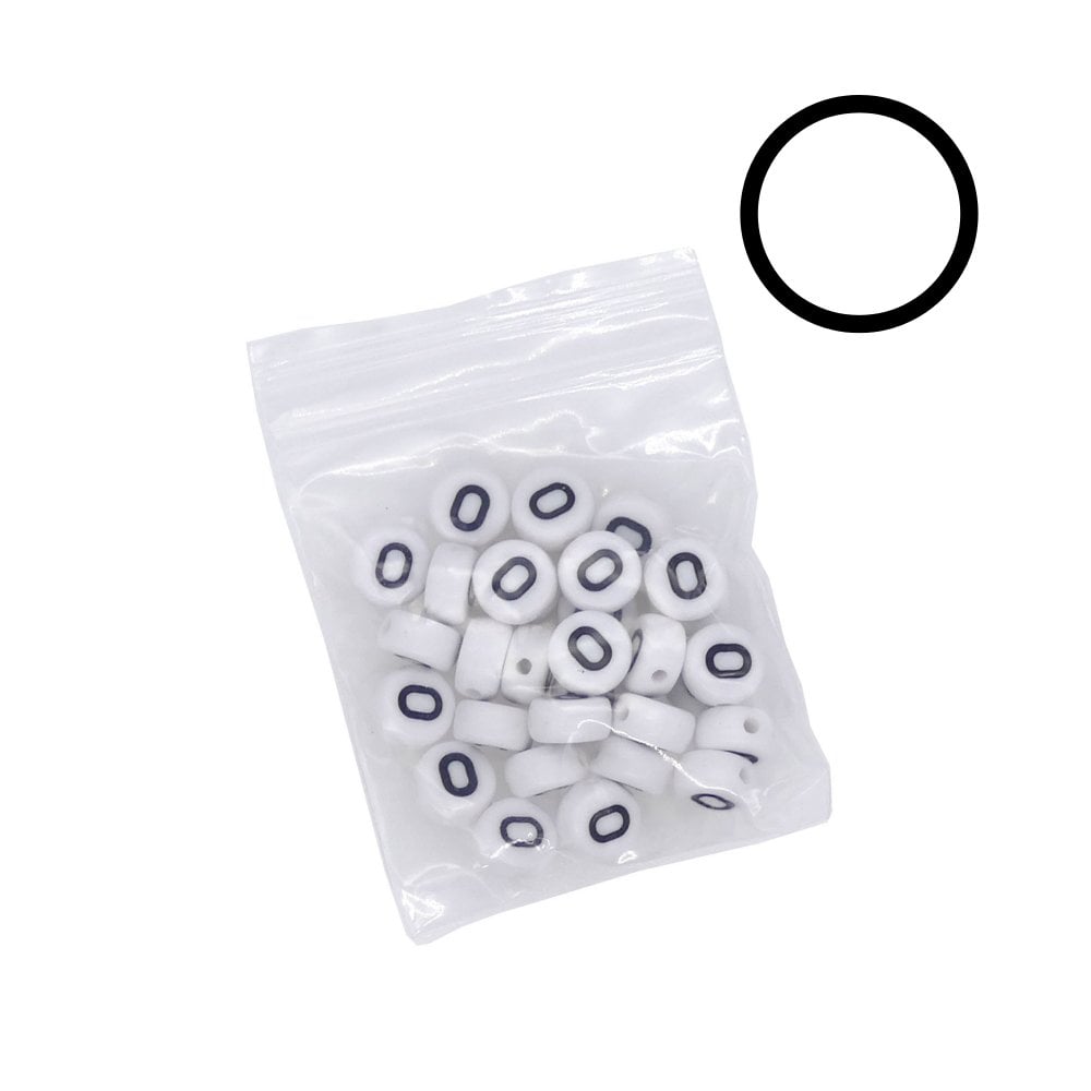 7x4mm 'O' Letter/Alphabet Bead Individual Letter Pack, white