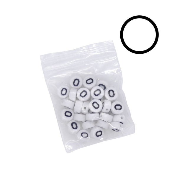 7x4mm 'O' Letter/Alphabet Bead Individual Letter Pack, white