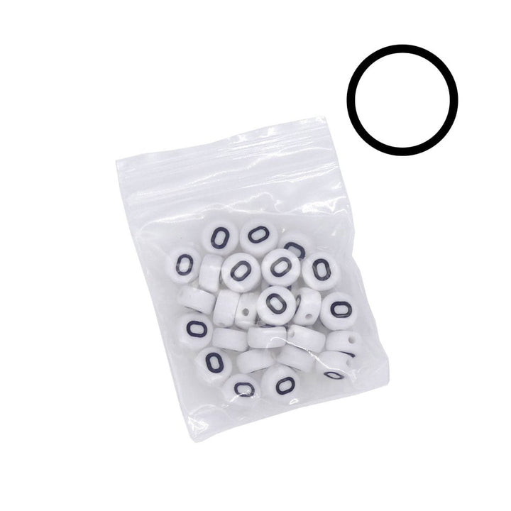 7x4mm 'O' Letter/Alphabet Bead Individual Letter Pack, white