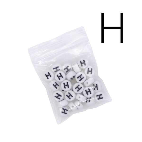 7x4mm 'H' Letter/Alphabet Bead Individual Letter Pack, white