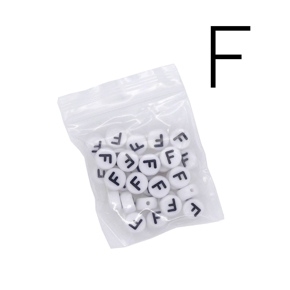 7x4mm 'F' Letter/Alphabet Bead Individual Letter Pack, white