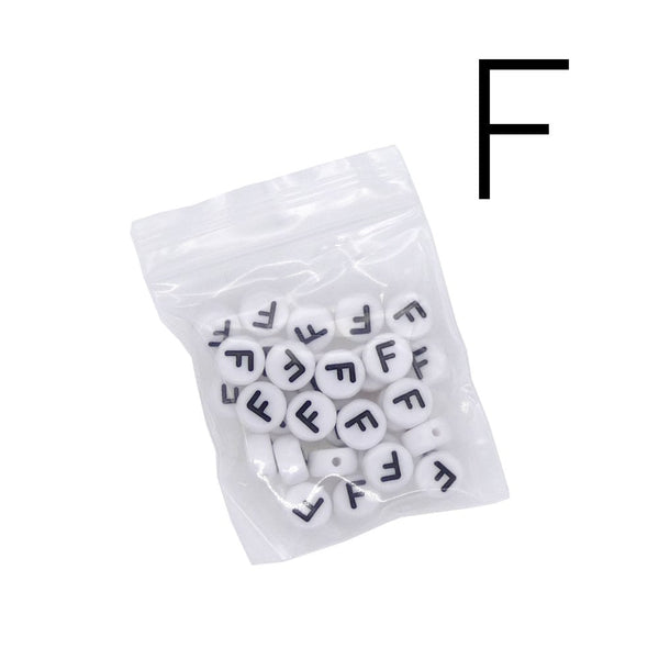 7x4mm 'F' Letter/Alphabet Bead Individual Letter Pack, white