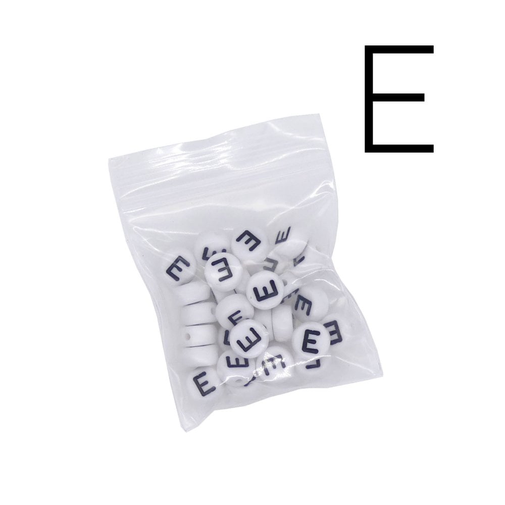 7x4mm 'E' Letter/Alphabet Bead Individual Letter Pack, white