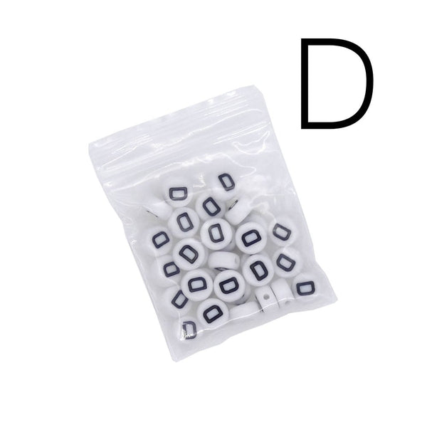 7x4mm 'D' Letter/Alphabet Bead Individual Letter Pack, white