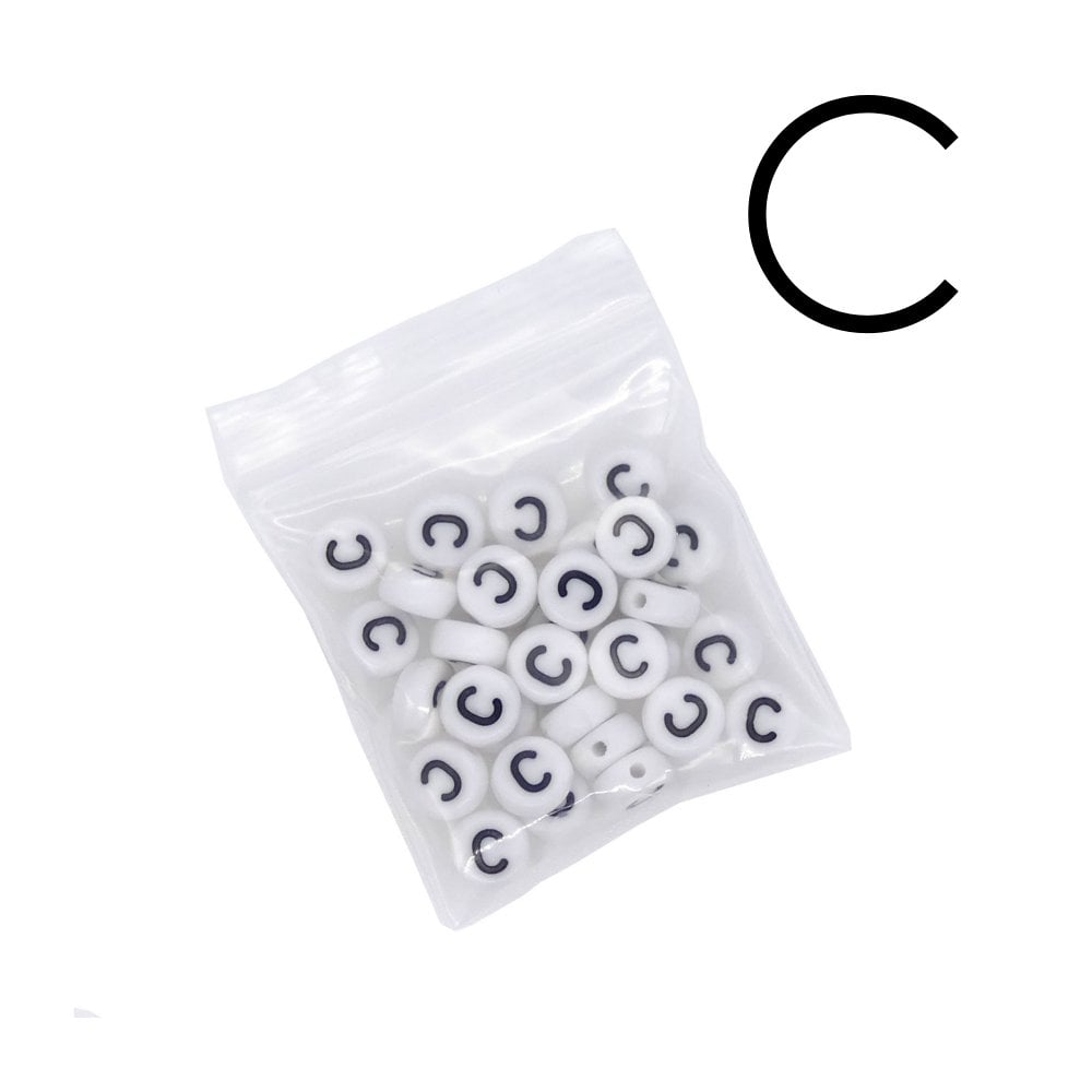7x4mm 'C' Letter/Alphabet Bead Individual Letter Pack, white
