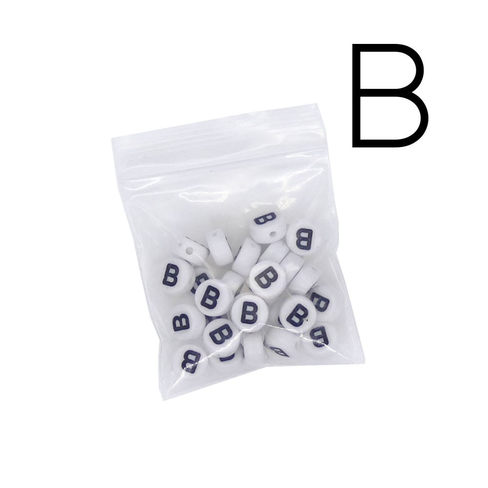 7x4mm 'B' Letter/Alphabet Bead Individual Letter Pack, white