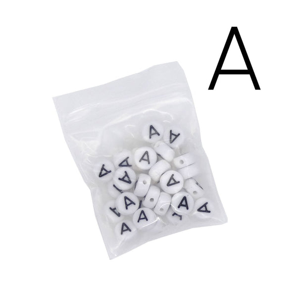 7x4mm 'A' Letter/Alphabet Bead Individual Letter Pack, white