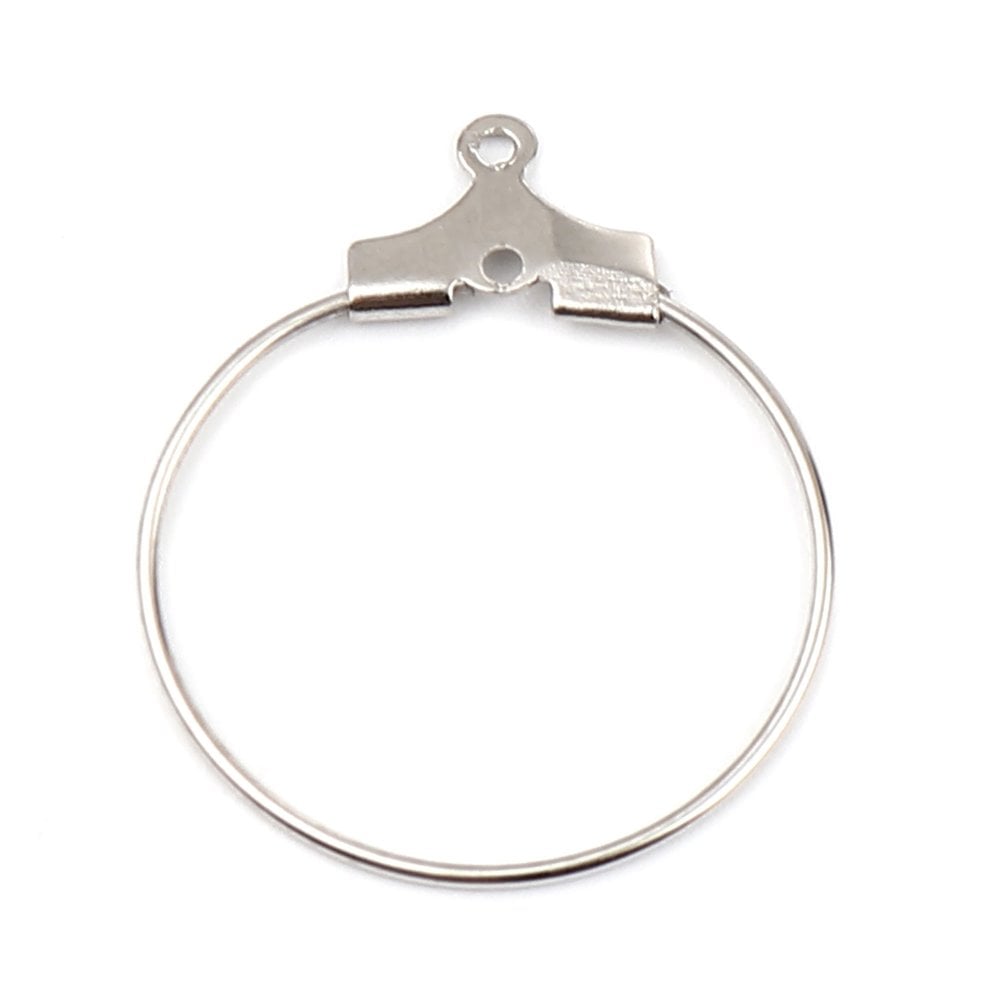35mm Circle Hoop Earring Component, silver-plated