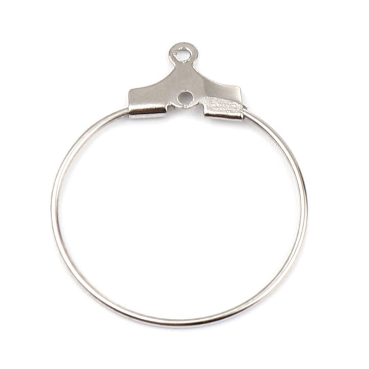 35mm Circle Hoop Earring Component, silver-plated