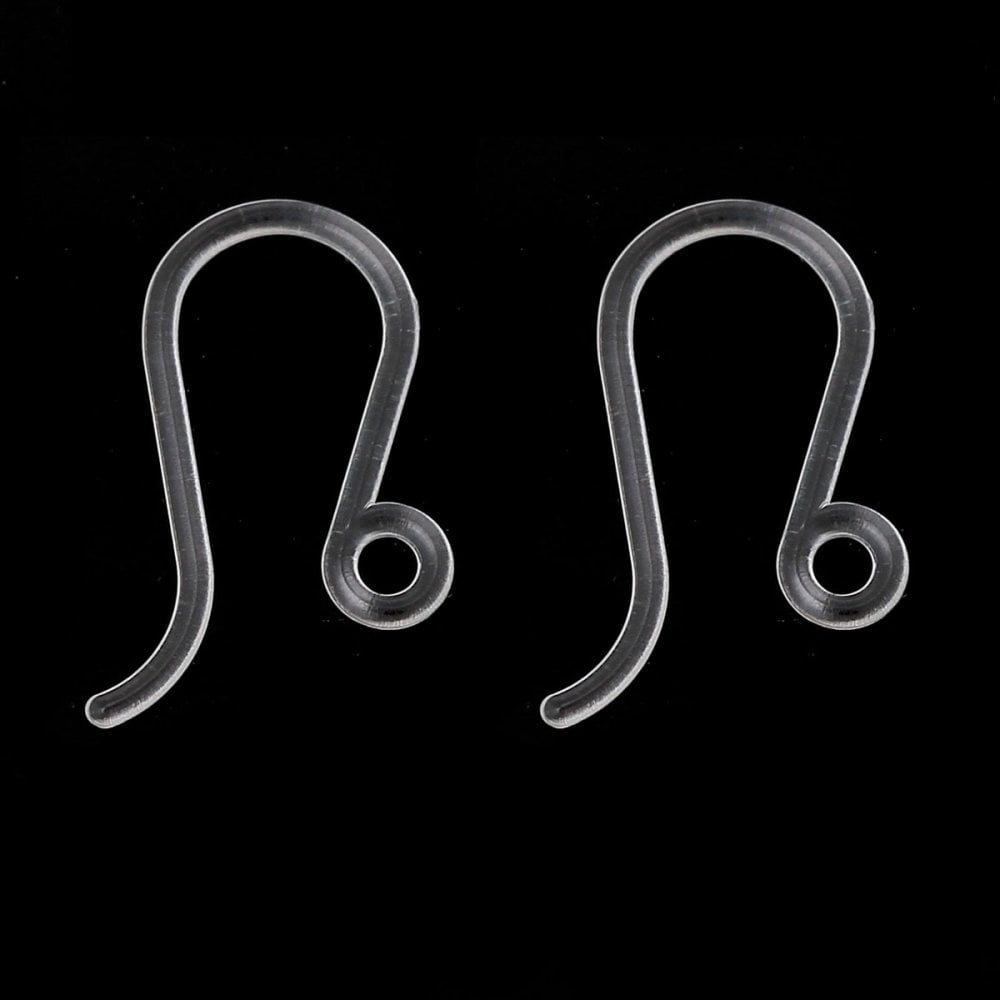 17x8mm Plastic Ear Wire with Loop, transparent