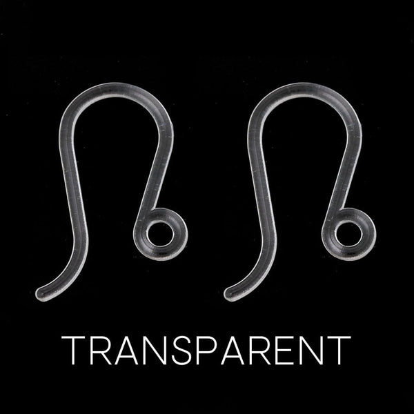 17x8mm Plastic Ear Wire with Loop, transparent, additional photo