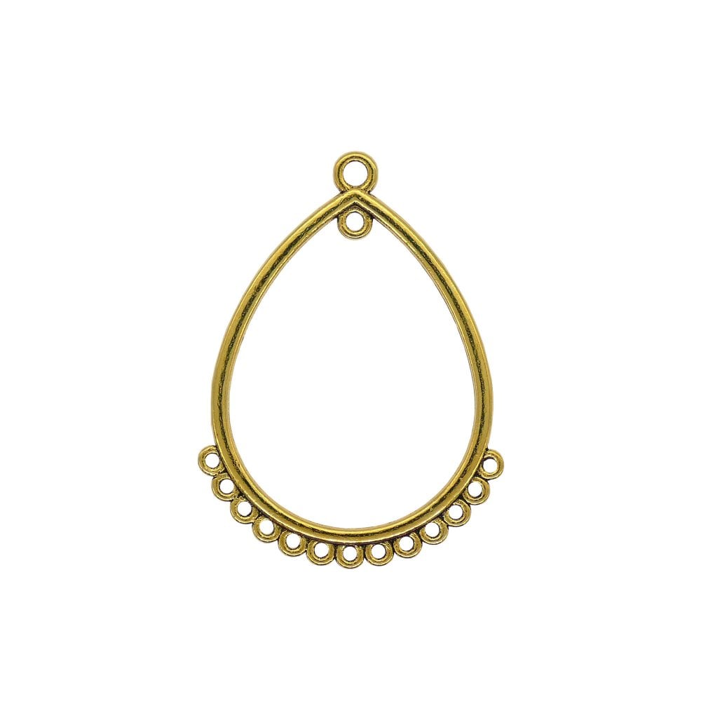47mm Tibetan Style Tear Drop Chandelier, antique gold
