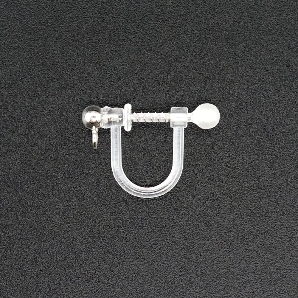 18x12mm Plastic Clip-on Earring with Spring Loaded Pearl, 316 stainless steel