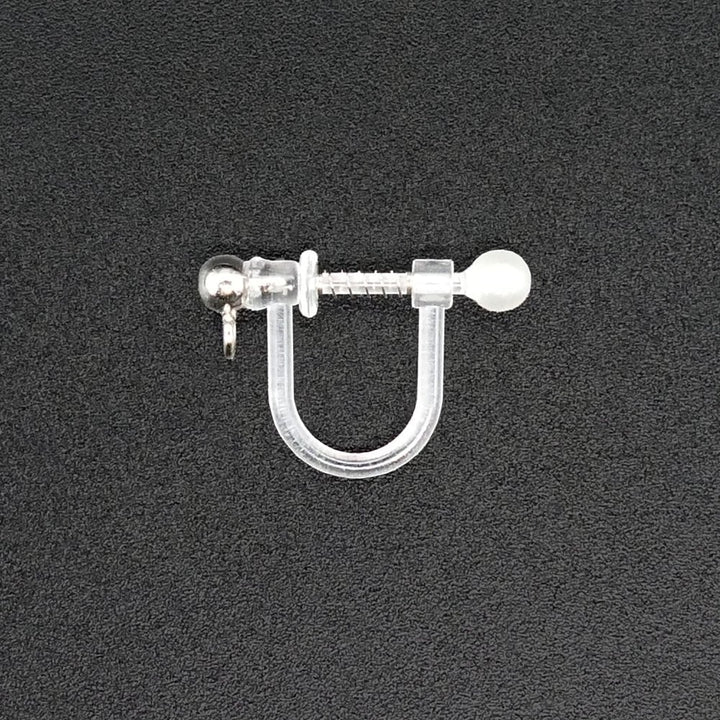 18x12mm Plastic Clip-on Earring with Spring Loaded Pearl, 316 stainless steel